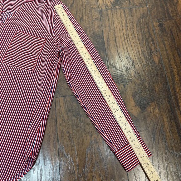 Cabi Top Medium Red Blue White Striped Franklin Popover Blouse Women's - Picture 10 of 14